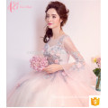 Korean ladies two piece floral chiffon sequence evening dresses party wear gowns for ladies